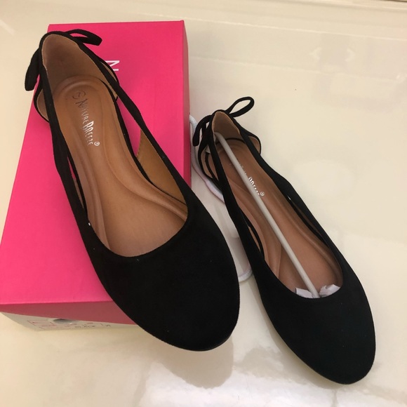 Nature Breeze Shoes - Nature Breeze BLACK Open Side Ballerina Flats NIB